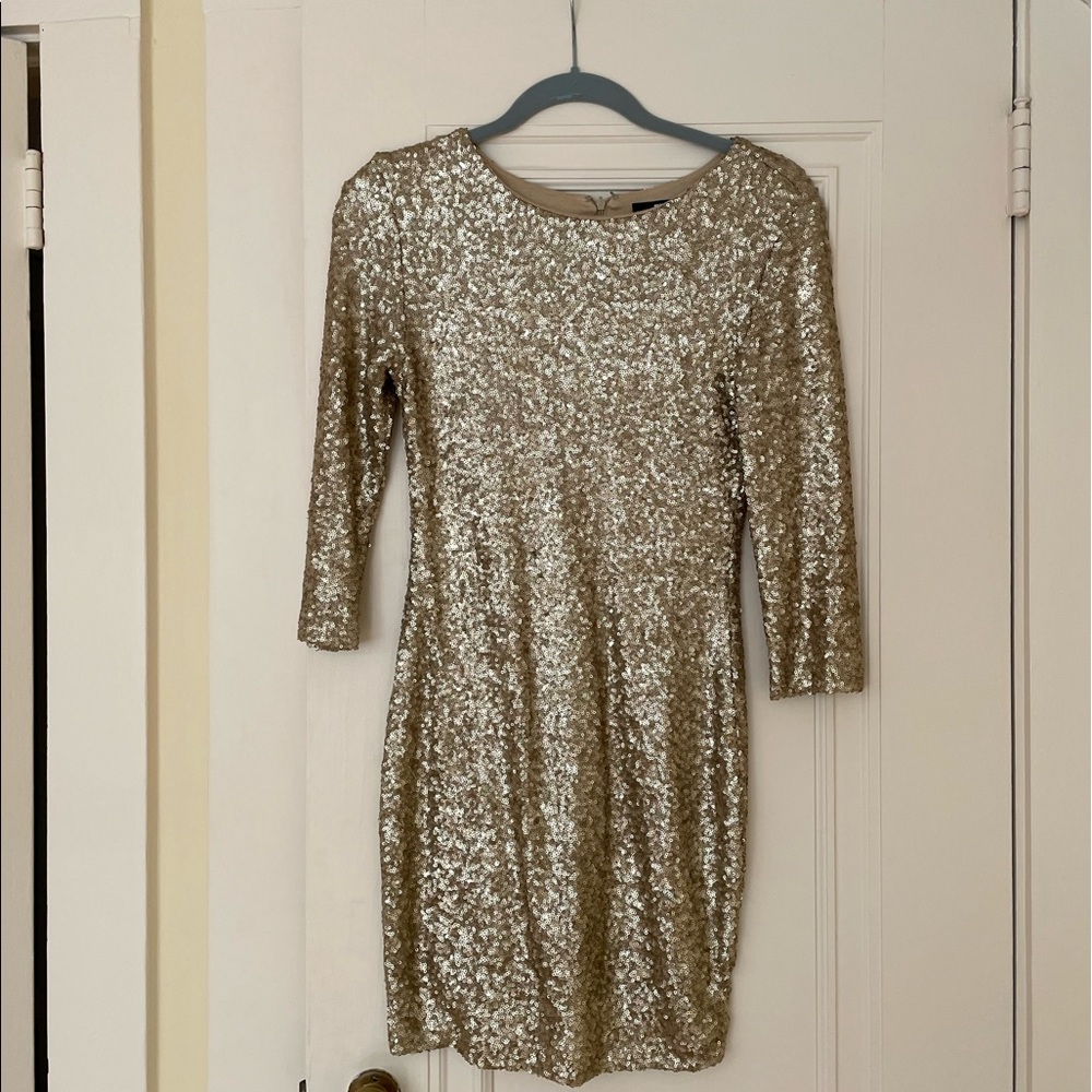TFNC London Gold Sequin Mini Cocktail Dress, Size M